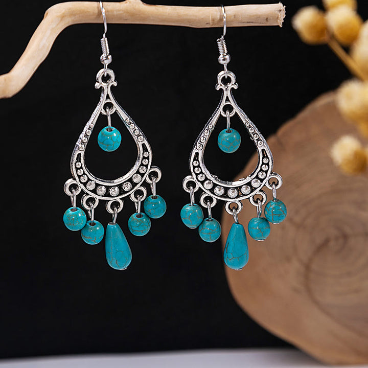 Olivenorma Retro Ethnic Style Bohemian Tassel Turquoise Earrings - Style 54 - image 54