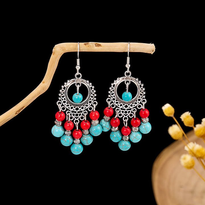 Olivenorma Retro Ethnic Style Bohemian Tassel Turquoise Earrings - Style 68 - image 68