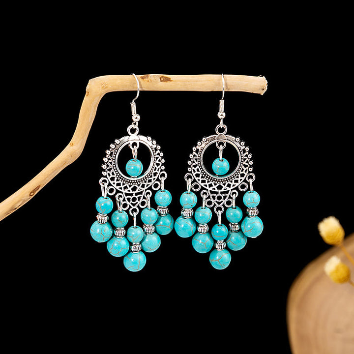 Olivenorma Retro Ethnic Style Bohemian Tassel Turquoise Earrings - Style 67 - image 67