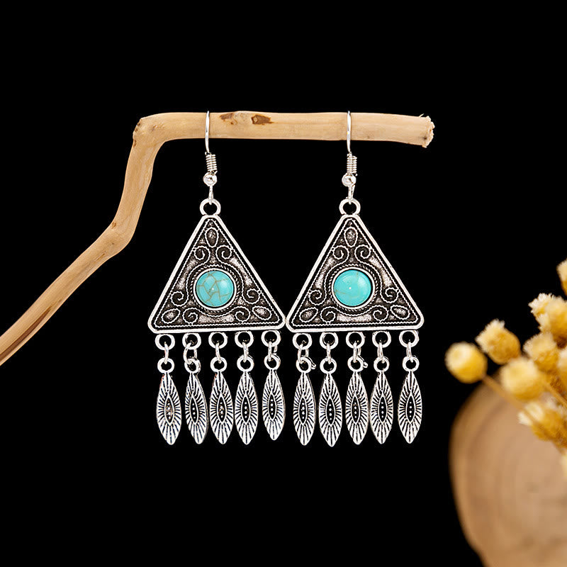 Olivenorma Retro Ethnic Style Bohemian Tassel Turquoise Earrings - Style 72 - image 72