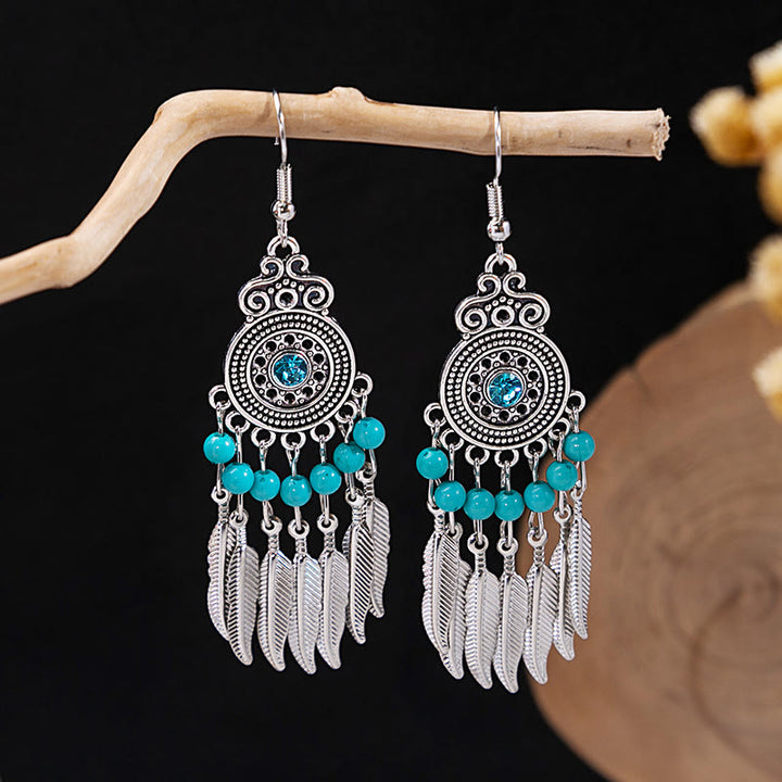 Olivenorma Retro Ethnic Style Bohemian Tassel Turquoise Earrings - Style 64 - image 64