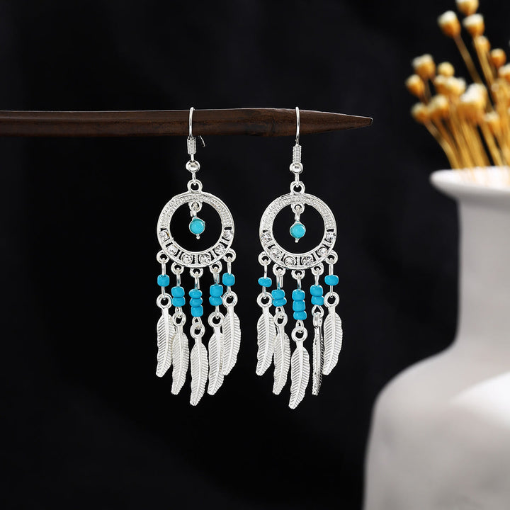 Olivenorma Retro Ethnic Style Bohemian Tassel Turquoise Earrings - Style 74 - image 74