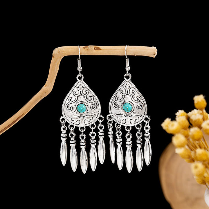 Olivenorma Retro Ethnic Style Bohemian Tassel Turquoise Earrings - Style 76 - image 76