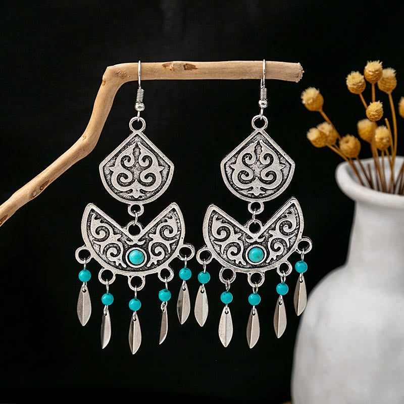 Olivenorma Retro Ethnic Style Bohemian Tassel Turquoise Earrings - Style 84 - image 84