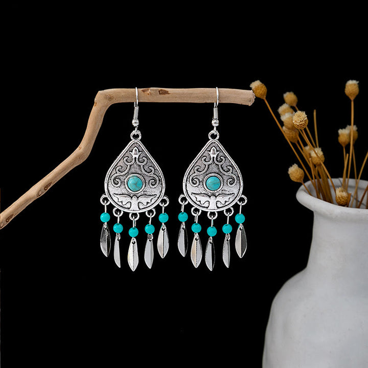 Olivenorma Retro Ethnic Style Bohemian Tassel Turquoise Earrings - Style 88 - image 88