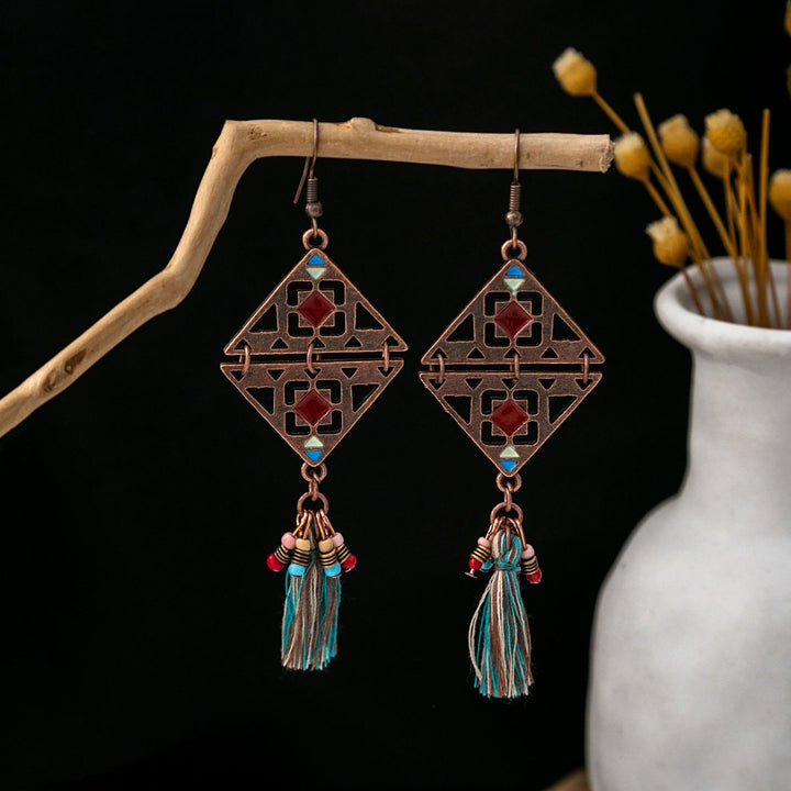 Olivenorma Retro Ethnic Style Bohemian Tassel Turquoise Earrings - Style 83 - image 83