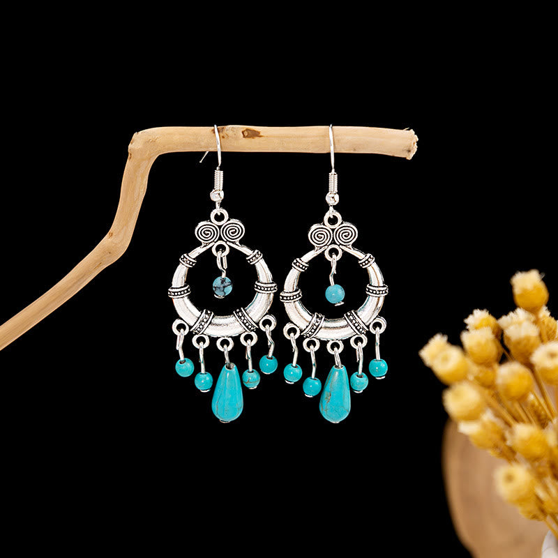 Olivenorma Retro Ethnic Style Bohemian Tassel Turquoise Earrings - Style 81 - image 81