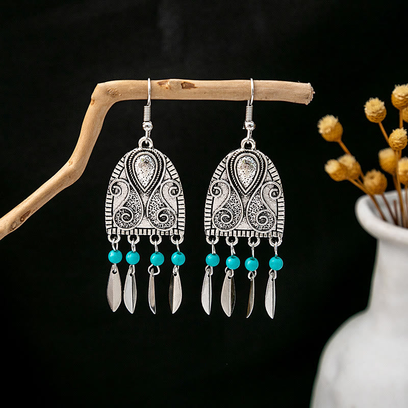 Olivenorma Retro Ethnic Style Bohemian Tassel Turquoise Earrings - Style 87 - image 87