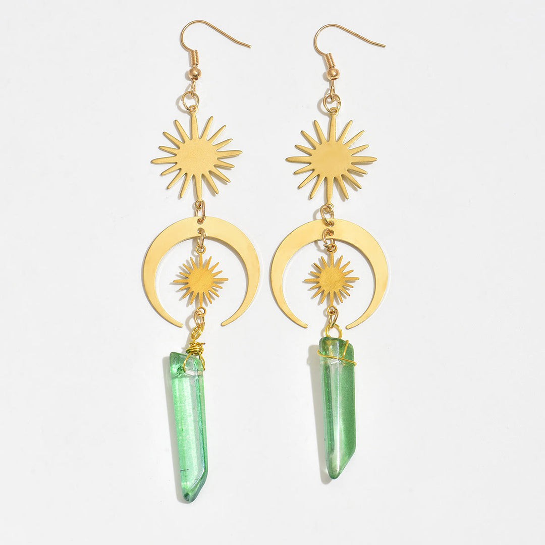 Olivenorma Green Fluorite Moon Star Pendant Earrings - image 2