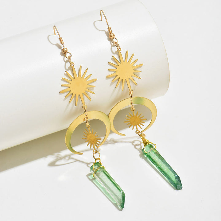 Olivenorma Green Fluorite Moon Star Pendant Earrings - image 3