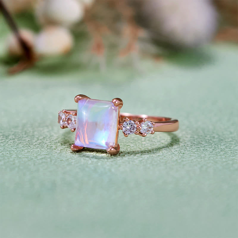 Olivenorma Square Cut Synthetic Moonstone Ring - image 2
