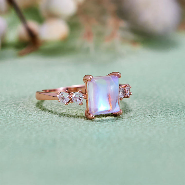 Olivenorma Square Cut Synthetic Moonstone Ring - image 4