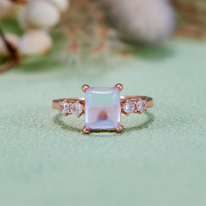 Olivenorma Square Cut Synthetic Moonstone Ring - image 3