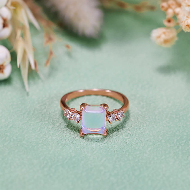 Olivenorma Square Cut Synthetic Moonstone Ring - image 5