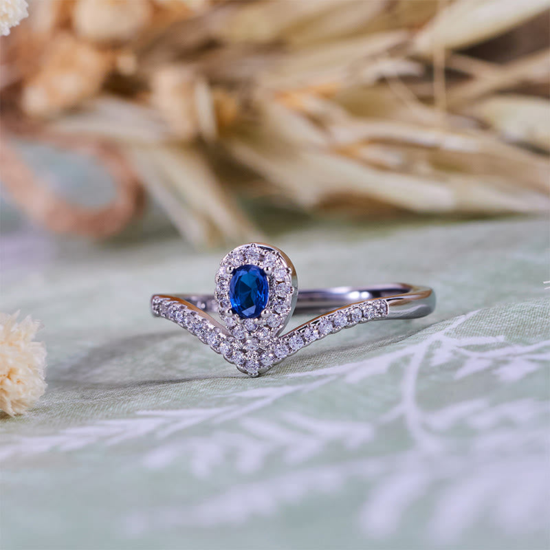 Olivenorma Teardrop Crown Blue Topaz Ring - image 4