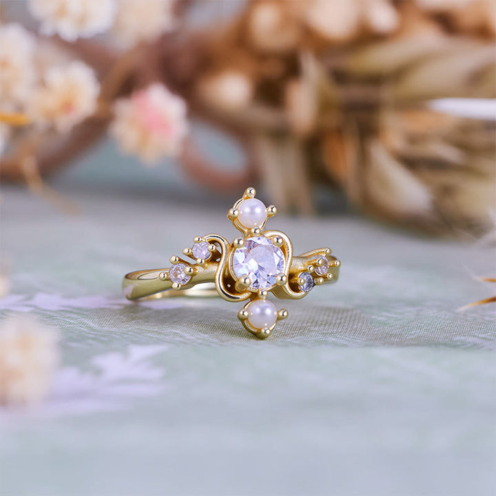 Olivenorma 'Compass' White Zircon Freshwater Pearl Ring - image 5