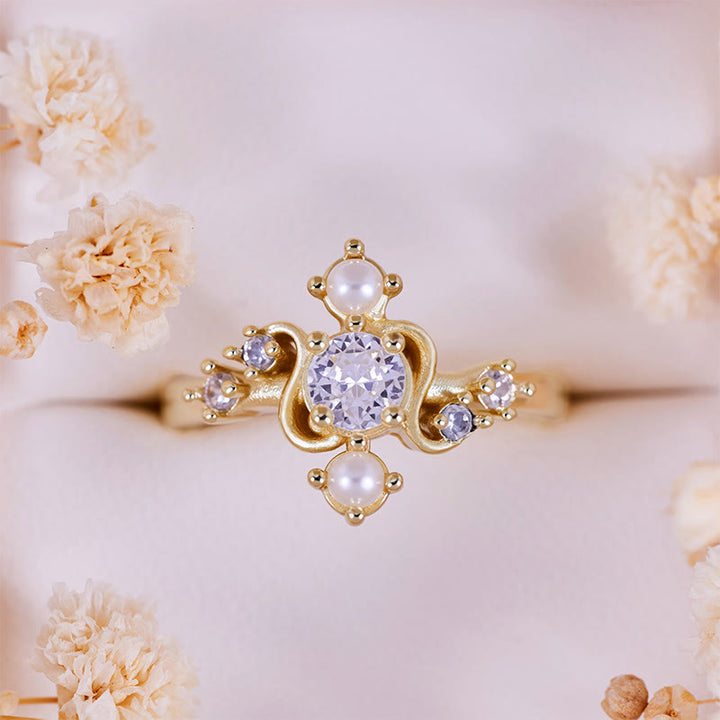 Olivenorma 'Compass' White Zircon Freshwater Pearl Ring - White Zircon & Freshwater Pearl - image 0