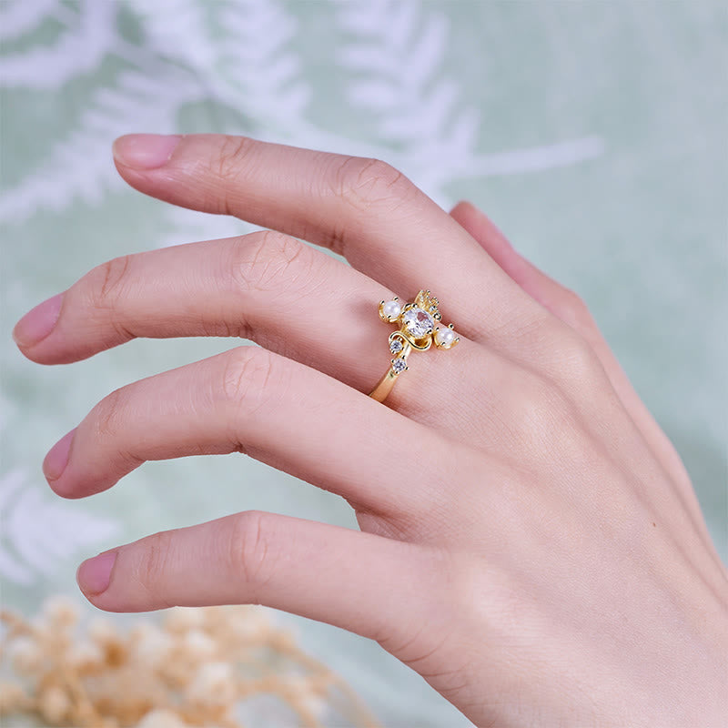 Olivenorma 'Compass' White Zircon Freshwater Pearl Ring - image 1