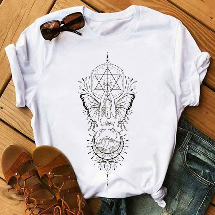 Olivenorma Tree of Life Inspirational Cotton T-Shirts - Metatron's Cube & Fairy - 2XL - image 7