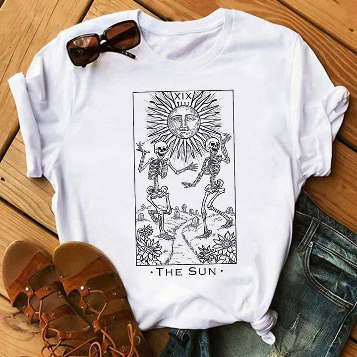 Olivenorma Tarot Print Inspirational Cotton T-Shirts - THE SUN - 2XL - image 0