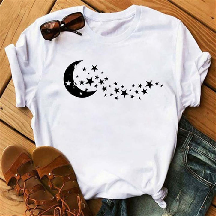 Olivenorma Cotton Moon Butterfly Printed T-Shirt - Moon & Stars - 2XL - image 3