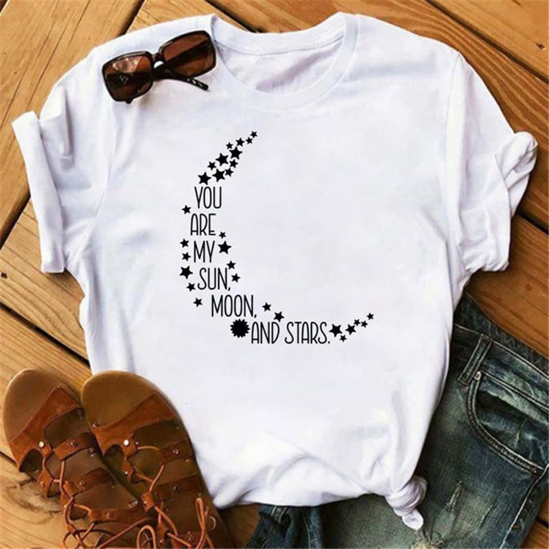 Olivenorma Cotton Moon Butterfly Printed T-Shirt - YOU ARE MY SUN MOON AND STARS - 2XL - image 8