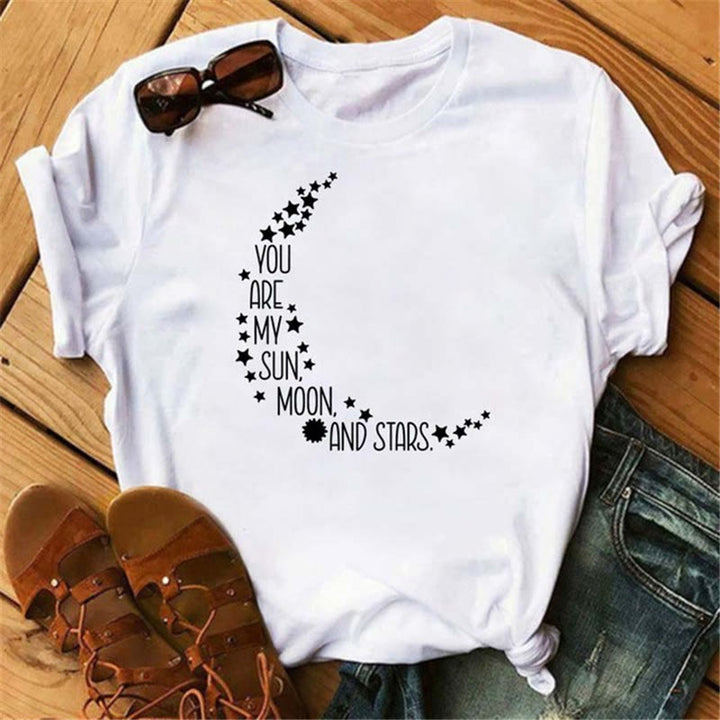 Olivenorma Cotton Moon Butterfly Printed T-Shirt - YOU ARE MY SUN MOON AND STARS - 2XL - image 8