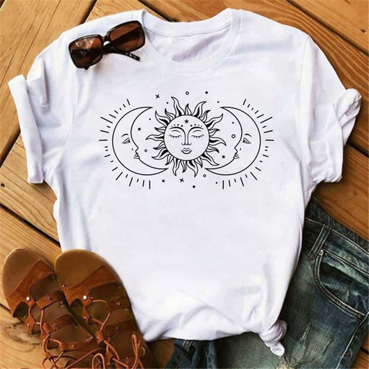 Olivenorma Cotton Moon Butterfly Printed T-Shirt - Sun & Twin Moons - 2XL - image 6