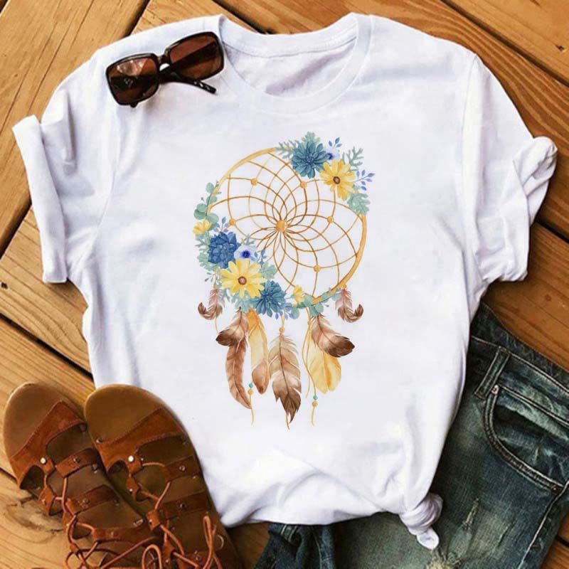 Olivenorma Cotton Dreamcatcher Printed T-Shirt - Yellow-brown Dreamcatcher - 2XL - image 3