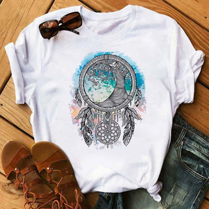 Olivenorma Cotton Dreamcatcher Printed T-Shirt - Tree of Life & Dreamcatcher - 2XL - image 9