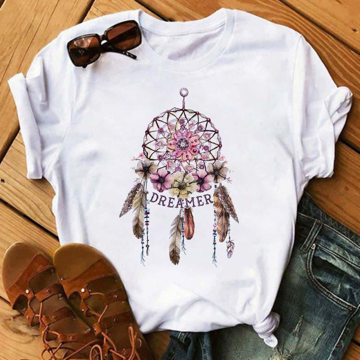 Olivenorma Cotton Dreamcatcher Printed T-Shirt - Retro Exquisite Dreamcatcher - 2XL - image 8