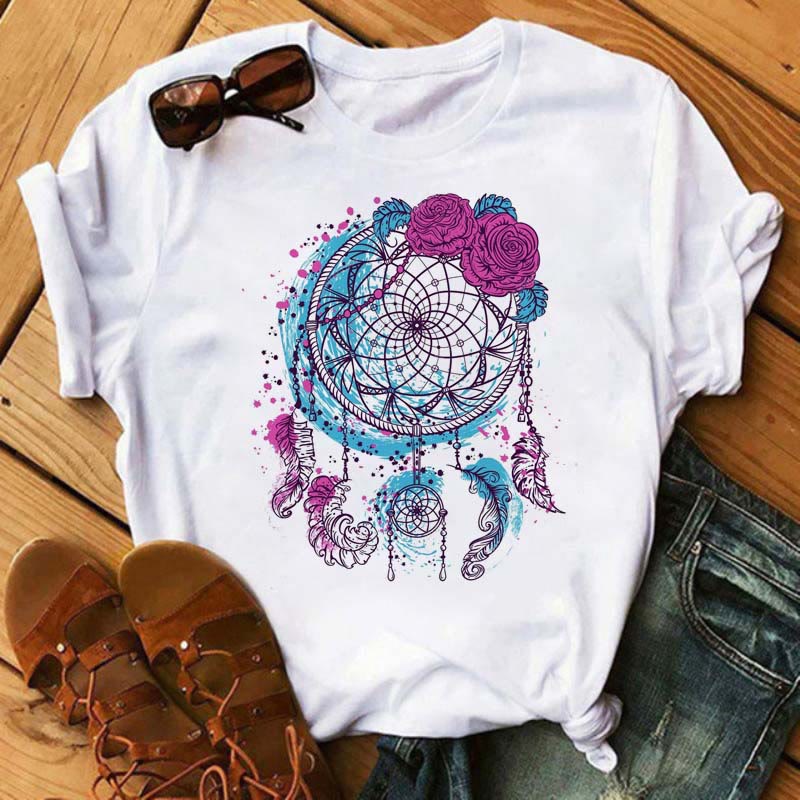 Olivenorma Cotton Dreamcatcher Tree Of Life Printed T-Shirt - Blue and Purple Dreamcatcher - 2XL - image 7