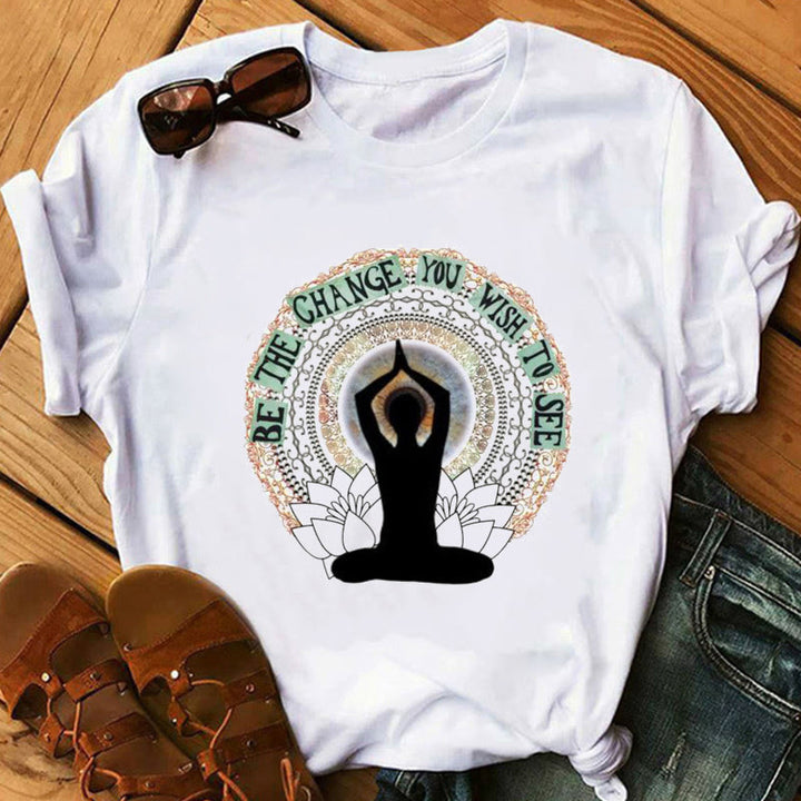 Olivenorma Buddha Chakra Meditation Zen Hobo Boho Printed T-Shirt - Buddha&Lotus#2 - 2XL - image 4