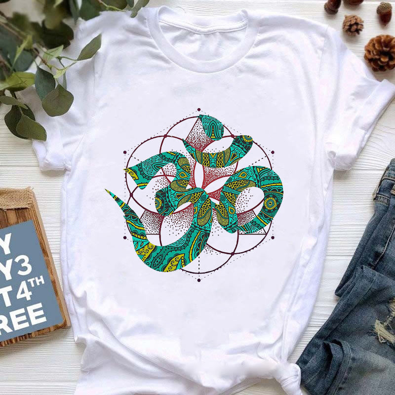 Olivenorma Buddha Yoga Meditation Top Colorful Printed T-Shirt - OM - 2XL - image 10