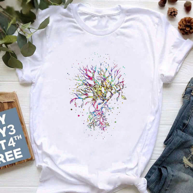 Olivenorma Buddha Yoga Meditation Top Colorful Printed T-Shirt - Tree of Life #1 - 2XL - image 7