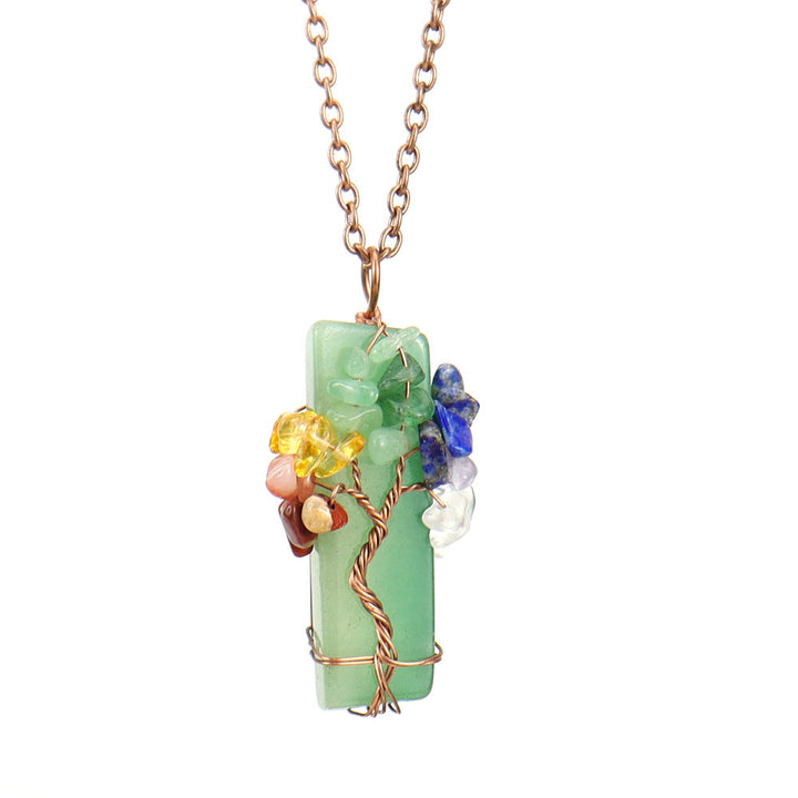 Olivenorma Rectangular Natural Stone Chakra Pendant Necklace - Green Aventurine - image 25