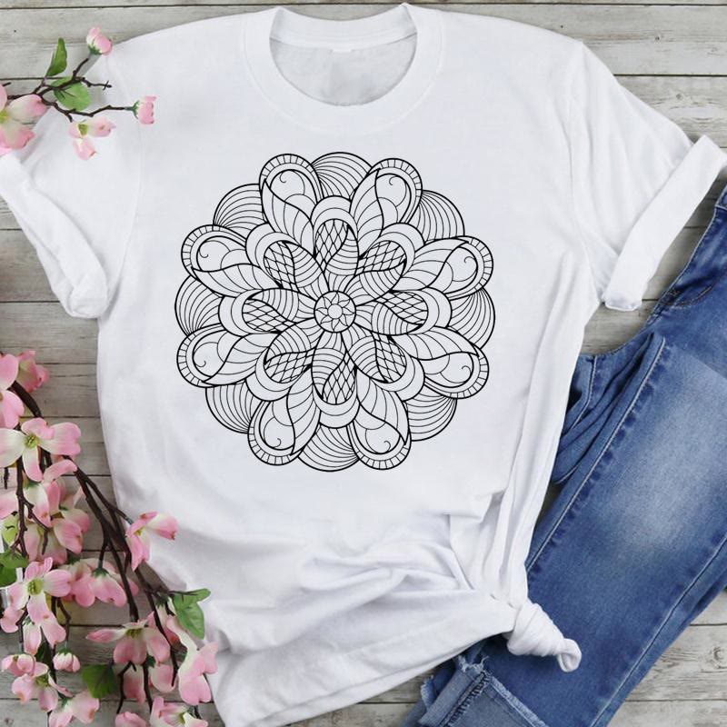 Olivenorma Cotton Colorful Lotus Elephant Printed T-shirt - Black Lotus 2 - 2XL - image 2