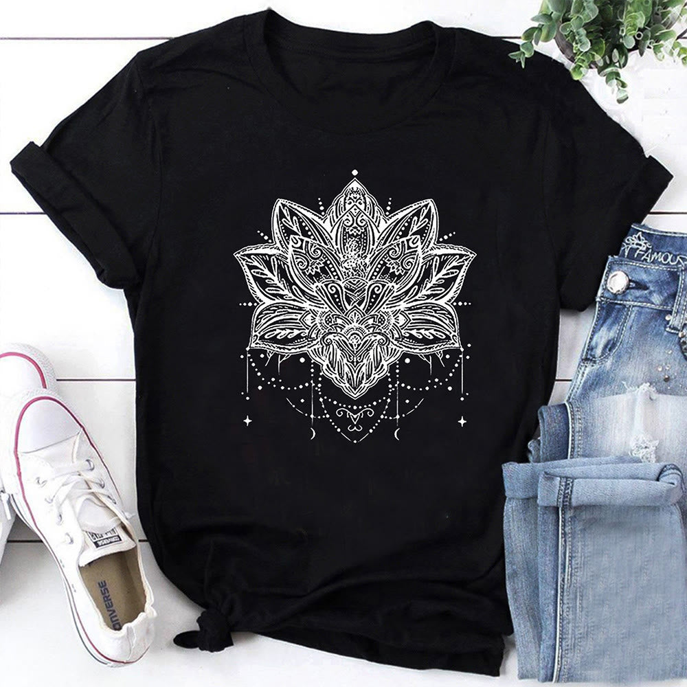 Olivenorma Women Lotus Fashion Breathable Short Sleeved T-Shirt  - Black - 2XL - image 0