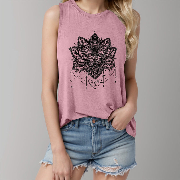 Olivenorma Lotus Printed Sleeveless Large Vest T-Shirt - Pink - XL - image 2