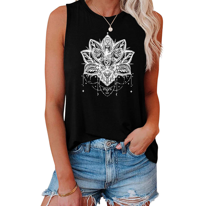 Olivenorma Lotus Printed Sleeveless Large Vest T-Shirt - Black - XL - image 13