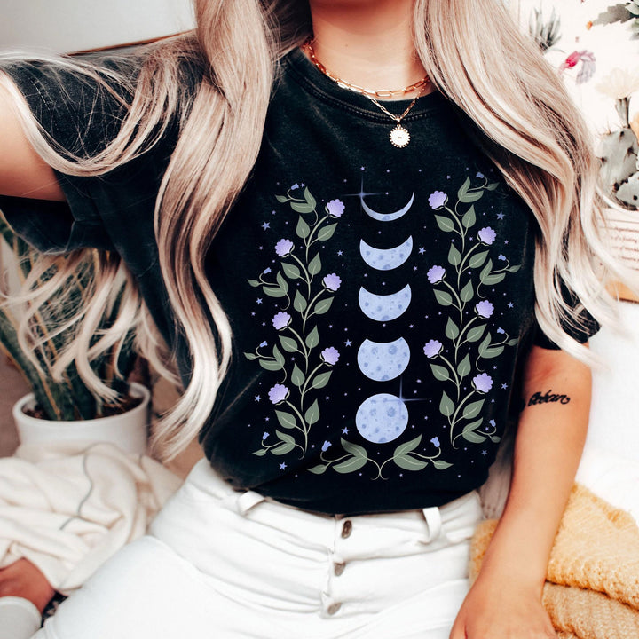 Olivenorma Celestial Moon Phases T-Shirt - Black - 2XL - image 1