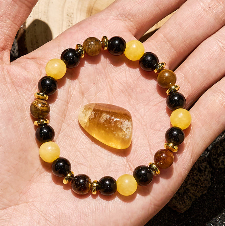 Olivenorma Yellow Aventurine Tiger Eye Obsidian Beaded Bracelet - image 2