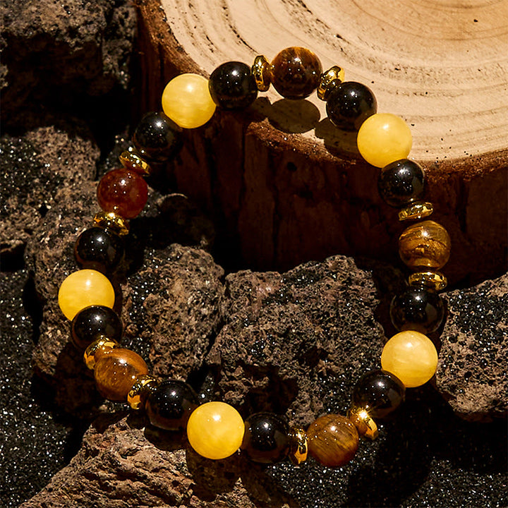 Olivenorma Yellow Aventurine Tiger Eye Obsidian Beaded Bracelet - image 3