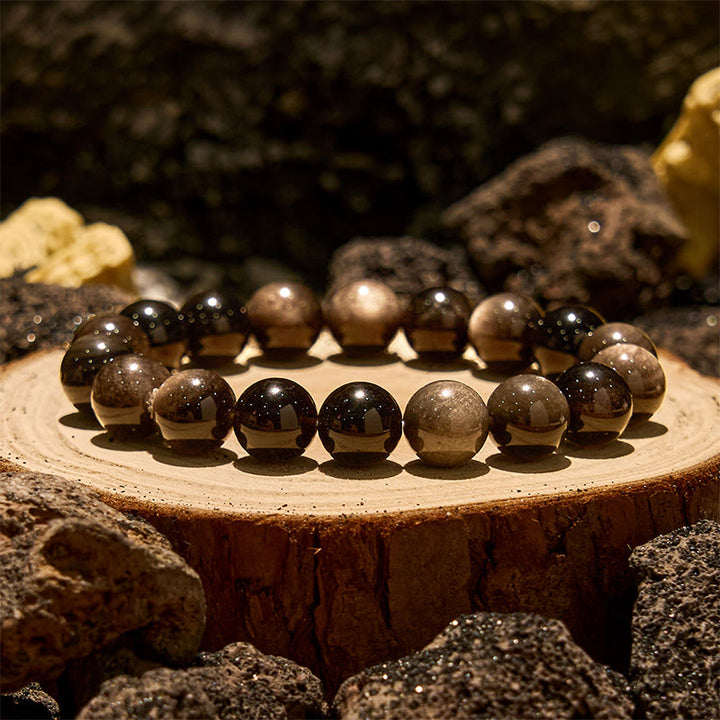 Olivenorma 6/8/10mm Natural Silver Obsidian Beaded Bracelet - 10mm - image 0