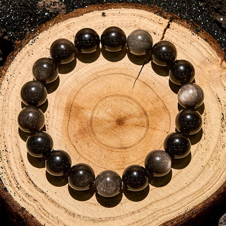 Olivenorma 6/8/10mm Natural Silver Obsidian Beaded Bracelet - image 4