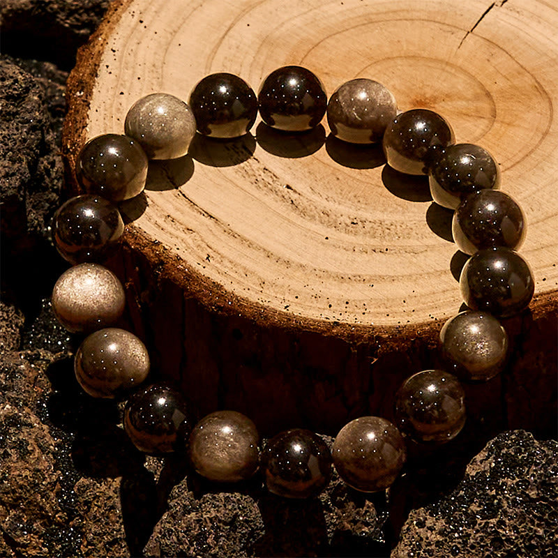Olivenorma 6/8/10mm Natural Silver Obsidian Beaded Bracelet - image 3