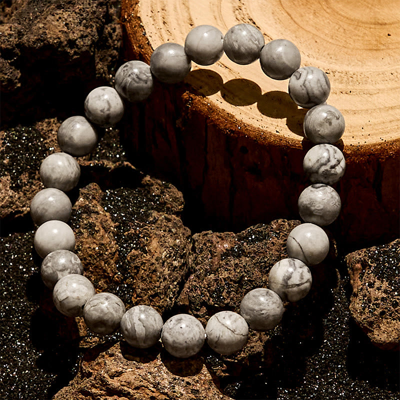 Olivenorma 6/8/10mm Natural Grey Jasper Beaded Bracelet - image 3