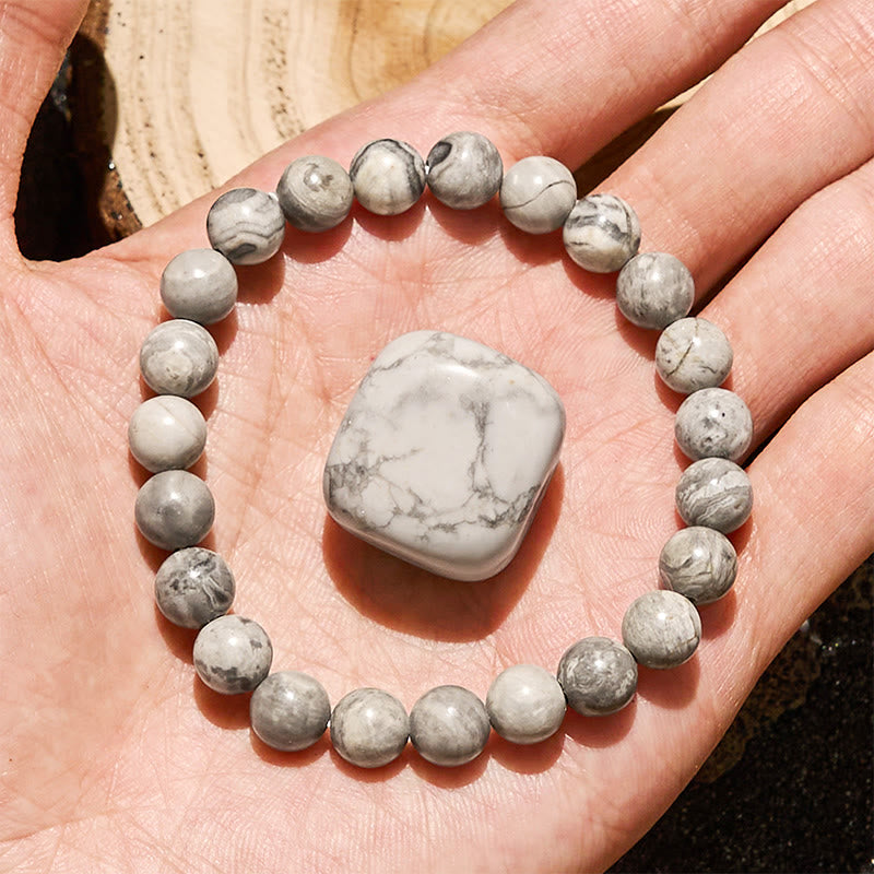 Olivenorma 6/8/10mm Natural Grey Jasper Beaded Bracelet - image 2