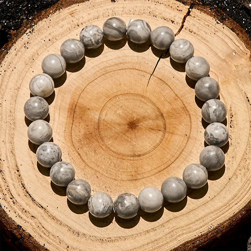 Olivenorma 6/8/10mm Natural Grey Jasper Beaded Bracelet - image 4