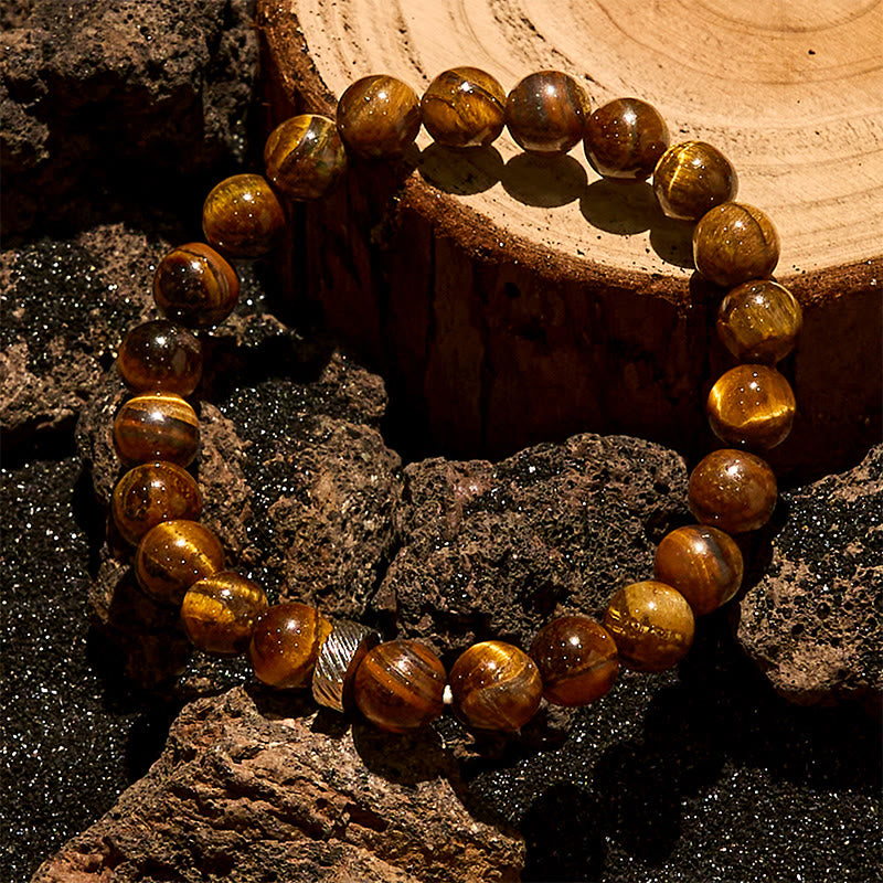 Olivenorma Natural Tiger Eye Metal Hoop Beaded Bracelet - image 3